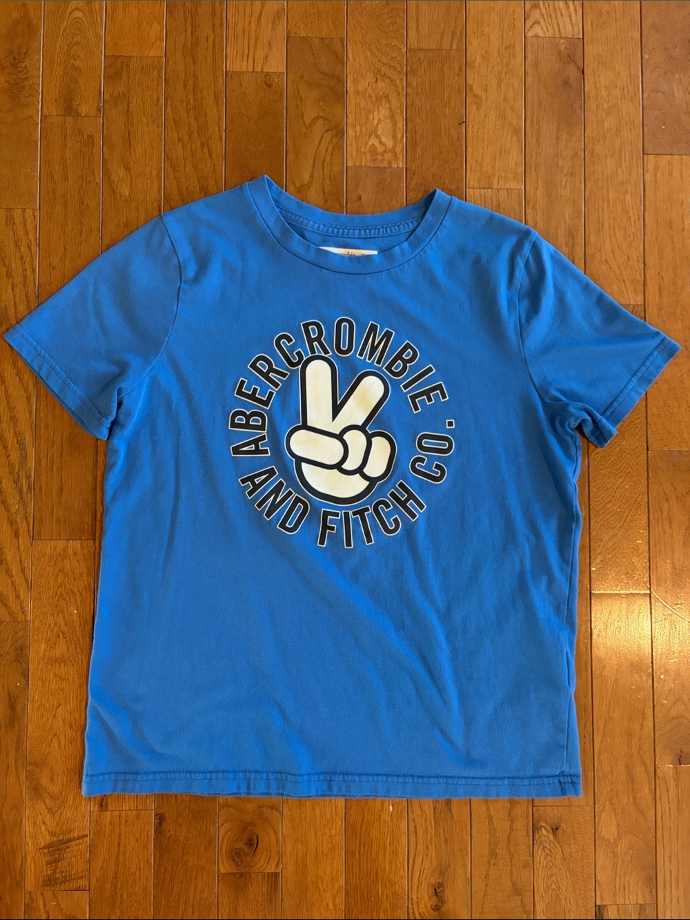 Abercrombie & Fitch Bright Blue Graphic Peace Tee size 13/14 - large